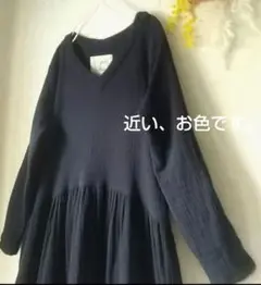 ０８Mab 縦筋のでる厚地綿ウエスト切り替えギャザーロングワンピース