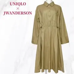 ✨美品✨ユニクロ JWアンダーソン シャツワンピース 長袖(M) ベージュ 綿