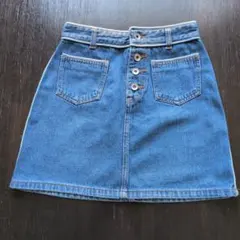 デニム Aライン ミニスカート ボタンフロント