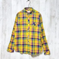 コーエン　チェック　シャツ　マルチカラー　綿100% 薄手　長袖　カジュアル　春