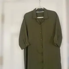 ラグアウト・カーキロングシャツワンピM