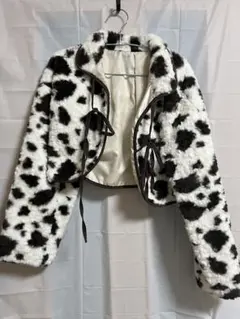 牛柄ファー クロップドジャケット