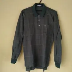 Burberry's グリーン チェック柄 長袖ポロシャツ　 L　メンズ