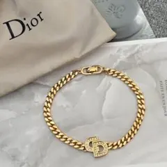 【保存袋付き】【美品】DiorブレスレットCDロゴラインストーンゴールドm381