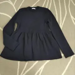 【GU 】大人気!! ネイビー ペプラムニット 長袖ニット XLサイズ