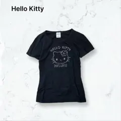 a4234 ハローキティ Tシャツ 黒 S ラインストーン 古着 春夏 半袖のサムネイル