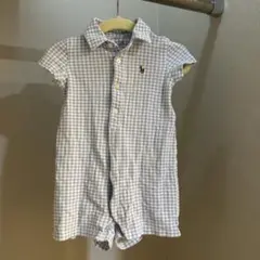 Ralph Lauren 半袖ロンパース 水色チェック　6M(70cm)