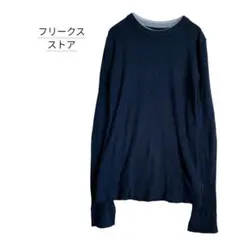 フリークスストア 袖チュール切替 リブニット ネイビー M レイヤード⁠