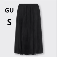 美品 GU S ブラック プリーツロングスカート ウエストゴム