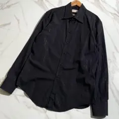 エンポリオアルマーニ 長袖シャツ ストライプ 縦線煌めき メンズ コットン 黒