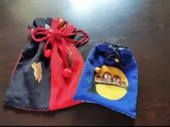 美品　京都くろちく　巾着袋　2つ　ごまめ屋　ちりめんのサムネイル
