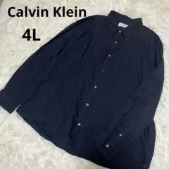 美品✨Calvin Klein ダークブルー 長袖シャツ　黒　青　綿　4L