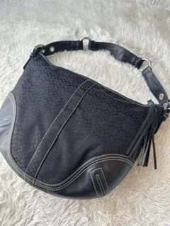 未使用級 コーチ ホーボー シグネチャー ワンショルダー ハンドバッグ フリンジ