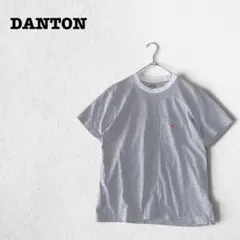 DE1067【ダントン】Tシャツ【34】ボーダー 半袖カットソー グレーコットン