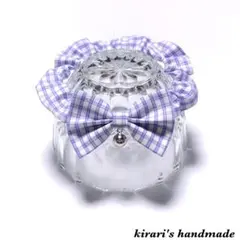 No.145 猫の首輪(格子チェック・パープル)サイズ調整可能