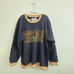 スウェット トレーナー ポケットあり パッチワーク ネイビー 古着 