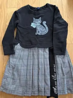 Anna Sui mini 猫プリント長袖ワンピース