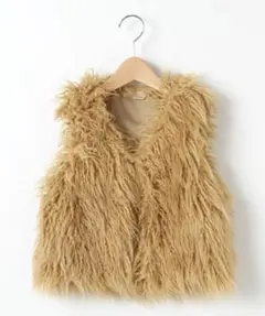 petit main フェイクファーベスト　キャメル　S