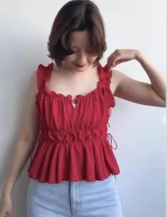 クリーニング済】cocodeal ベロアビスチェキャミソール ボルドー25AW 