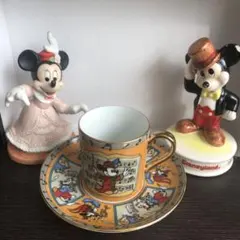 【ディズニーレトロ】カップ&ソーサー　置き物セット