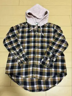 TIME AND TRU フード付き ネルシャツ チェック柄 長袖 M