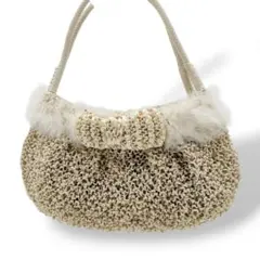 【希少】アンテプリマ　ワイヤーバッグ　ファー付　オフホワイト　レア　良品　リボン