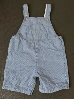 【プチバトー】ストライプ柄オーバーオール 18m