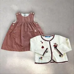 ファミリア　ワンピース　カーディガン　2点セット　80