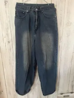 MONO-MART ヴィンテージライクオーバーダイワイドデニムパンツ