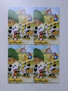 【Disney】レトロミッキー&ミニーポストカード 4枚セット