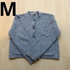 ユニクロ UNIQLO ニットショートジャケット ブルー 厚手 M