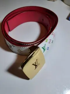☆訳あり☆VUITTON☆ルイ ヴィトン☆ LVマルチカラー☆ベルト☆ピンク