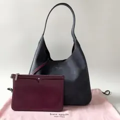ケイトスペード　ワンショルダーバッグ　スエード　レザー　ネイビー　ポーチ付き