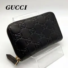GUCCI グッチ 財布 コインケース シマ ラウンドジップ ブラック 黒