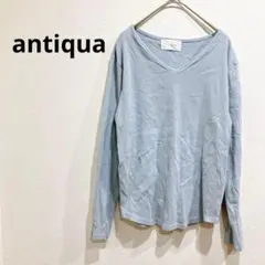 antiqua/アンティカ Vネック 長袖 ニット セーター M 綿100%
