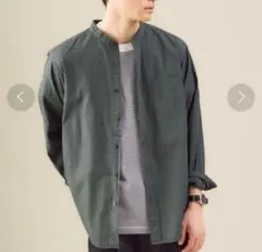 CSN G/D ドビーストライプ バンドカラー 長袖 シャツ