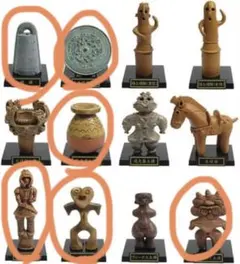 【匿名配送】歴史ミュージアム　台座付き埴輪と土偶➕土器&青銅器6種セット　ガチャ