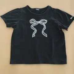 Blue Daisy ドット柄リボン付き半袖Tシャツ ブラックのサムネイル