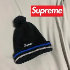 Supreme ポンポン付きニット帽 ブラック - メルカリ