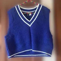 ネイビー Vネック ニットベスト M