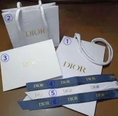DIORミニショッパー　ロゴリボン　白ネイビー　DIORメッセージカード封筒