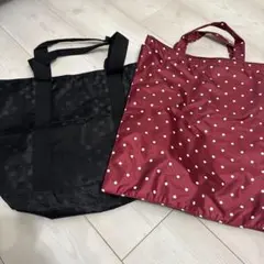 バッグ 黒 赤 水玉模様 セット