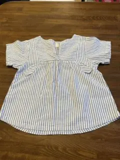 麻　綿　ストライプ柄 半袖シャツ 120cm