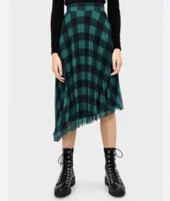 Bershkaチェック柄 アシンメトリー プリーツシアースカートSのサムネイル