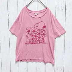 GAP スヌーピー PEANUTS キャラクター Tシャツ ピンク S 花柄