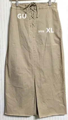 GU レディース　レースアップナロースカート　XL ベージュ