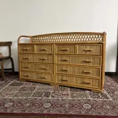 古家具◼︎籐ラタンチェスト 引き出し10杯 収納棚 キャビネット 整理棚