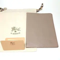 新品 イルビゾンテ 手帳カバー ブックカバー ロゴ グレー系 レザー ヌメ革