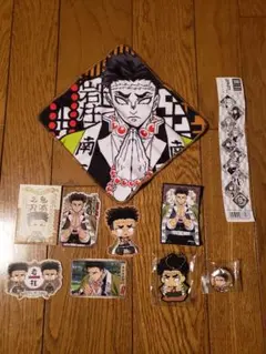 鬼滅の刃 ミニタオル弐 ステッカー2 悲鳴嶼行冥 ガチャ ラバーマスコット