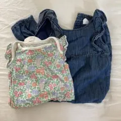 80cm GAP baby デニムフリル ロンパース2点セット